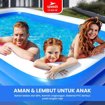 SPEEDS Kolam Renang Anak 310x183x56cm Ukuran Jumbo Kolam Renang Tiup Pompa Bahan Kuat Inflatable Swimming Pool For Kids 020-38