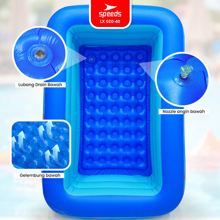 SPEEDS Kolam Renang 150x105x56cm Balita Kolam Anak Tiup Bahan Tebal 3 Ring Layer Swimming Pool For Kids 020-40