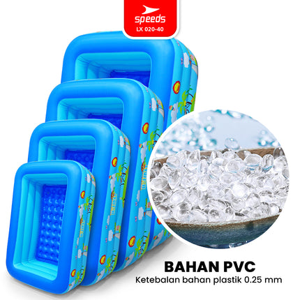 SPEEDS Kolam Renang 150x105x56cm Balita Kolam Anak Tiup Bahan Tebal 3 Ring Layer Swimming Pool For Kids 020-40