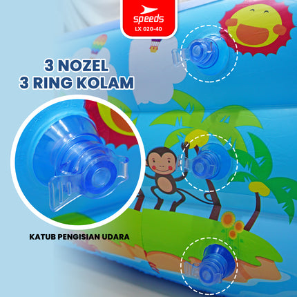 SPEEDS Kolam Renang 150x105x56cm Balita Kolam Anak Tiup Bahan Tebal 3 Ring Layer Swimming Pool For Kids 020-40