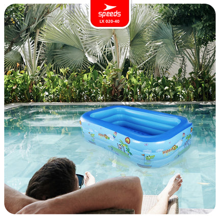 SPEEDS Kolam Renang 150x105x56cm Balita Kolam Anak Tiup Bahan Tebal 3 Ring Layer Swimming Pool For Kids 020-40