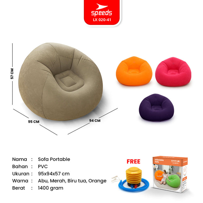 SPEEDS Sofa Angin Beanbag Squishy Inflatable Sofa Tiup Angin Lazy Bag Outdoor indoor 020-41