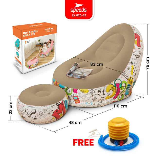 SPEEDS Sofa Angin Beanbag Squishy Jumbo Inflatable Sofa Tiup Angin Lazy Bag Outdoor Indoor 020-42