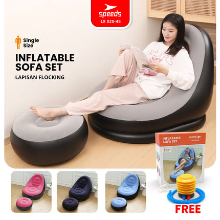 SPEEDS Sofa Angin Beanbag Squishy Jumbo Inflatable Sofa + Stool Tiup Lazy Bag Outdoor Indoor Lay Bag Aestetik 020-45