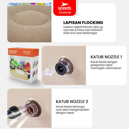 Beanbag Squishy Jumbo Sofa Angin + Pijakan Kaki Inflatable Sofa + Stool Tiup Lazy Bag Lay Bag 020-45