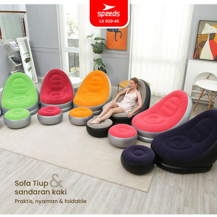 SPEEDS Sofa Angin Beanbag Squishy Jumbo Inflatable Sofa + Stool Tiup Lazy Bag Outdoor Indoor Lay Bag Aestetik 020-45