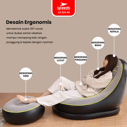 SPEEDS Sofa Angin Beanbag Squishy Jumbo Inflatable Sofa + Stool Tiup Lazy Bag Outdoor Indoor Lay Bag Aestetik 020-45
