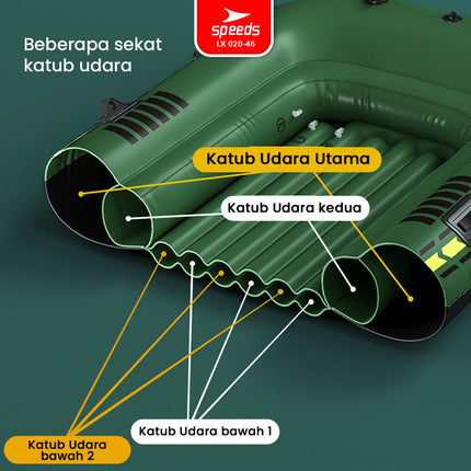 SPEEDS Perahu Karet Tiup Mancing Inflatable Boat 2 Orang Kayak + Dayung Arung Jeram 020-46