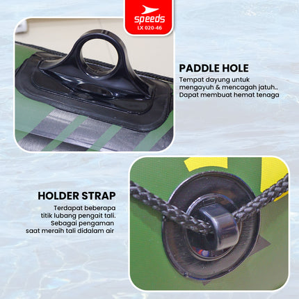 SPEEDS Perahu Karet Tiup Mancing Inflatable Boat 2 Orang Kayak + Dayung Arung Jeram 020-46