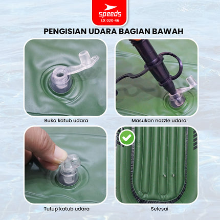 SPEEDS Perahu Karet Tiup Mancing Inflatable Boat 2 Orang Kayak + Dayung Arung Jeram 020-46
