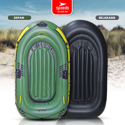 SPEEDS Perahu Karet Tiup Mancing Inflatable Boat 2 Orang Kayak + Dayung Arung Jeram 020-46
