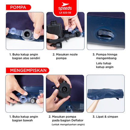 SPEEDS Matras Angin Single/Double Kasur Tiup Air Sleeping Bed Outdoor Indoor Kasur Tidur Dewasa 020-56