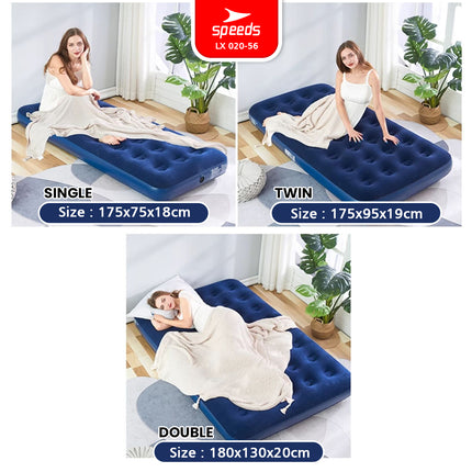 SPEEDS Matras Angin Single/Double Kasur Tiup Air Sleeping Bed Outdoor Indoor Kasur Tidur Dewasa 020-56