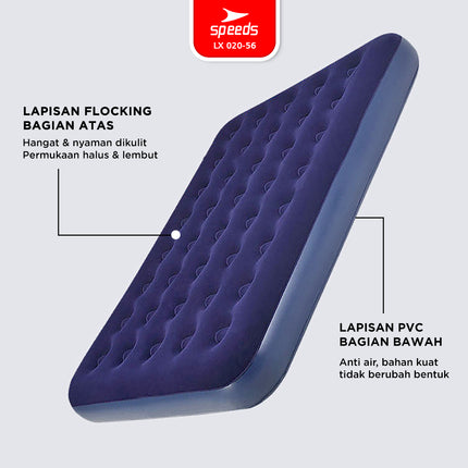 SPEEDS Matras Angin Single/Double Kasur Tiup Air Sleeping Bed Outdoor Indoor Kasur Tidur Dewasa 020-56