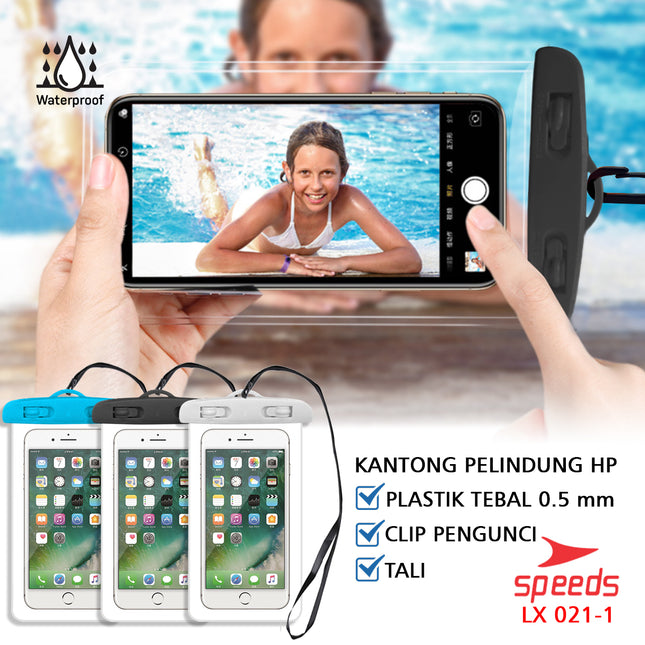 SPEEDS Sarung HP Tempat HP Case Kantong Anti Air Waterproof Handphone Anti Air Max 7Inch 021-1