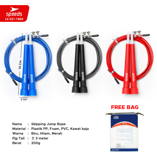 SPEEDS SKIPPING LOMPAT TALI JUMP ROPE BERKUALITAS TERMURAH TERLARIS 021-1604