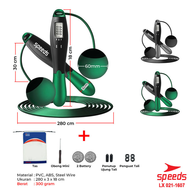 SPEEDS Lompat Tali Skiping Hitung Automatis Jump Skipping Rope LX 021-1607