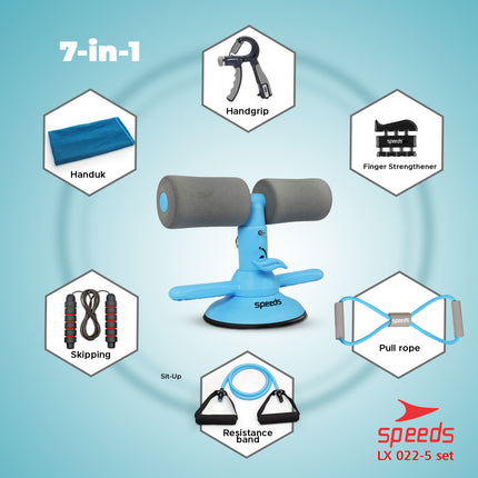 SPEEDS 1 Set Alat Fitness 7in1 Sit Up Stand Set Alat Fitness Olahraga Gym Skipping Rope Handgrip Satu Set 022-5
