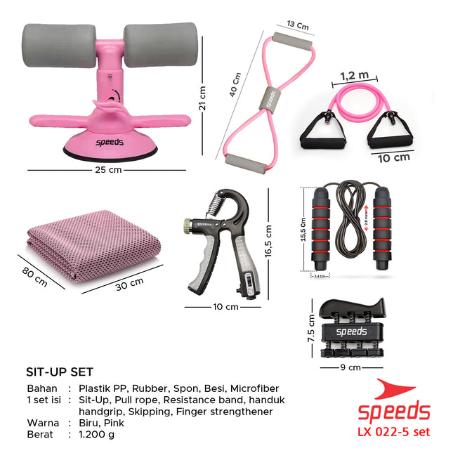 SPEEDS 1 Set Alat Fitness 7in1 Sit Up Stand Set Alat Fitness Olahraga Gym Skipping Rope Handgrip Satu Set 022-5