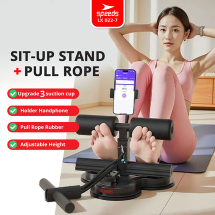 SPEEDS Alat Bantu Sit Up Stand + Phone Holder + Tali Gym Yoga Fitness Manual Fleksibel 3 Kaki Kuat dan Kokoh 022-7