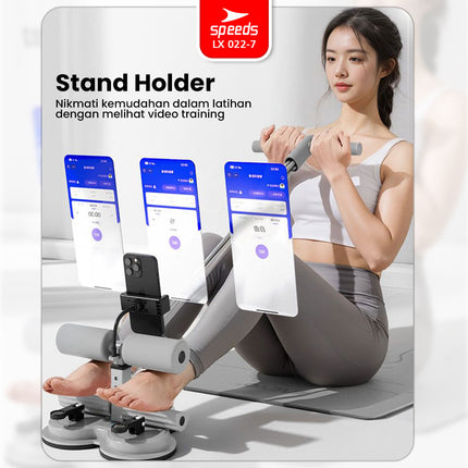 SPEEDS Alat Bantu Sit Up Stand + Phone Holder + Tali Gym Yoga Fitness Manual Fleksibel 3 Kaki Kuat dan Kokoh 022-7