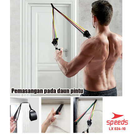 SPEEDS Resistance Bands 11 in 1 Set Tali Pembantu Resistance Tube Elastic Fitness Gym 024-10