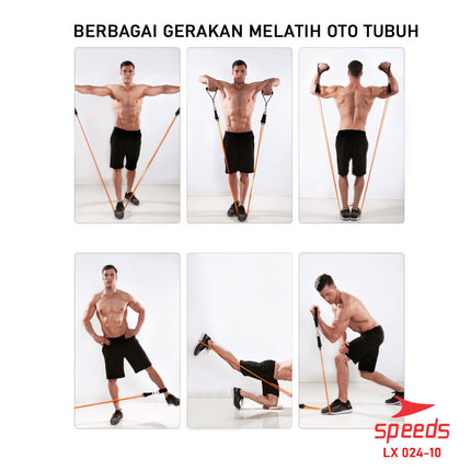 SPEEDS Resistance Bands 11 in 1 Set Tali Pembantu Resistance Tube Elastic Fitness Gym 024-10