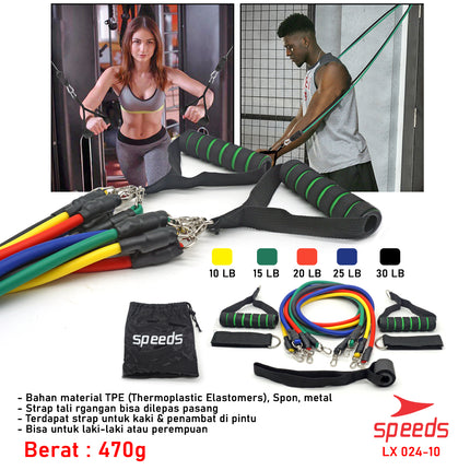 SPEEDS Resistance Bands 11 in 1 Set Tali Pembantu Resistance Tube Elastic Fitness Gym 024-10