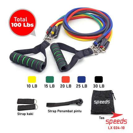 SPEEDS Resistance Bands 11 in 1 Set Tali Pembantu Resistance Tube Elastic Fitness Gym 024-10