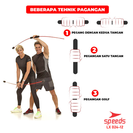 SPEEDS Flexi Bar Stick Tongkat Flexi Bar Swing Training Workout Untuk Kebutuhan Fitness Gym 024-12