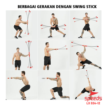 SPEEDS Flexi Bar Stick Tongkat Flexi Bar Swing Training Workout Untuk Kebutuhan Fitness Gym 024-12