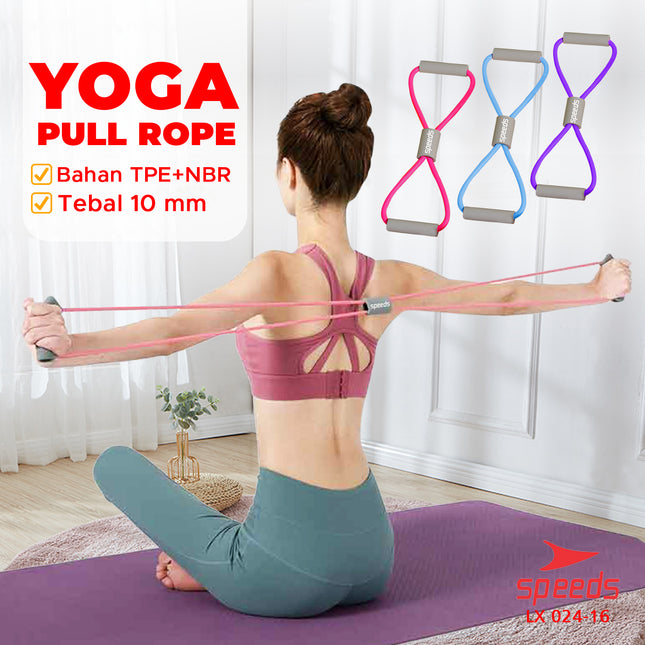 SPEEDS Tali Stretching Fitness Gym Yoga Stretch Rope Resistance Bands 8 Toning Tube Tali Olahraga 024-16