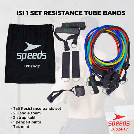 SPEEDS Resistance Bands 11 in 1 Set Tali Pembantu Resistance Tube Elastic Fitness Gym 024-17