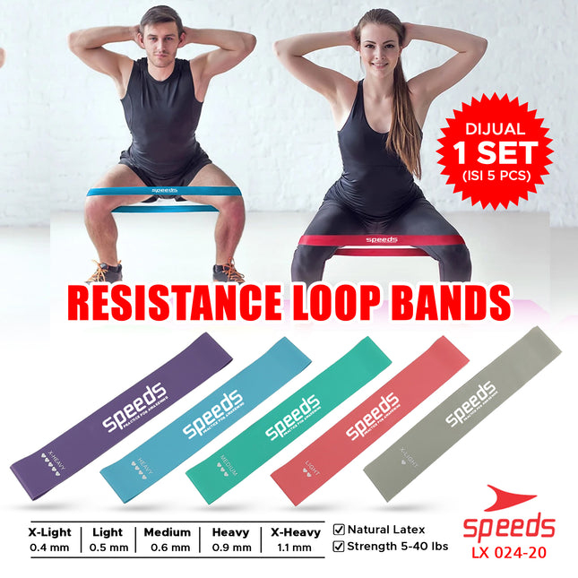 SPEEDS Tali Resistance Loop Bands 1 Set isi 5pcs Elastis Fitness Premium Tali Olahraga Fitness Gym 024-20