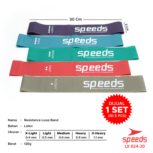 SPEEDS Tali Resistance Loop Bands 1 Set isi 5pcs Elastis Fitness Premium Tali Olahraga Fitness Gym 024-20
