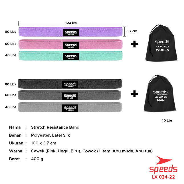 SPEEDS Hip Resistance Band Booty Band Hip Band Karet Yoga Belt Strap Stretching Power Band Karet Fitness Keseimbangan 024-22