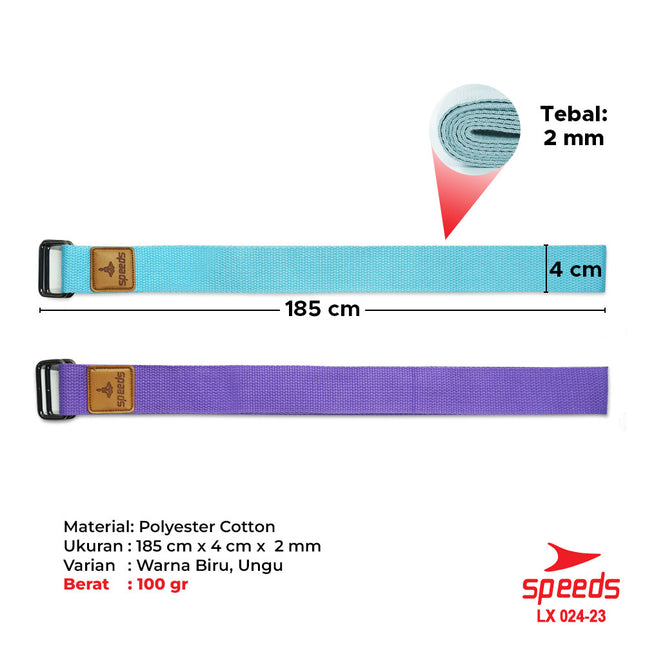SPEEDS Yoga Strap Yoga Belt Tali Yoga Ring Yoga Stretching Strap Power Band (185cm) Resistance Band Anti Slip Karet Fitness Pilates Pose 024-23