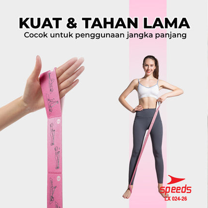 SPEEDS Yoga Strap 8 Loops Yoga Stretching Exercise Strap Woven Yoga Pilates Power Band Karet Fitness Elastis Back Band Resistance Band 024-26