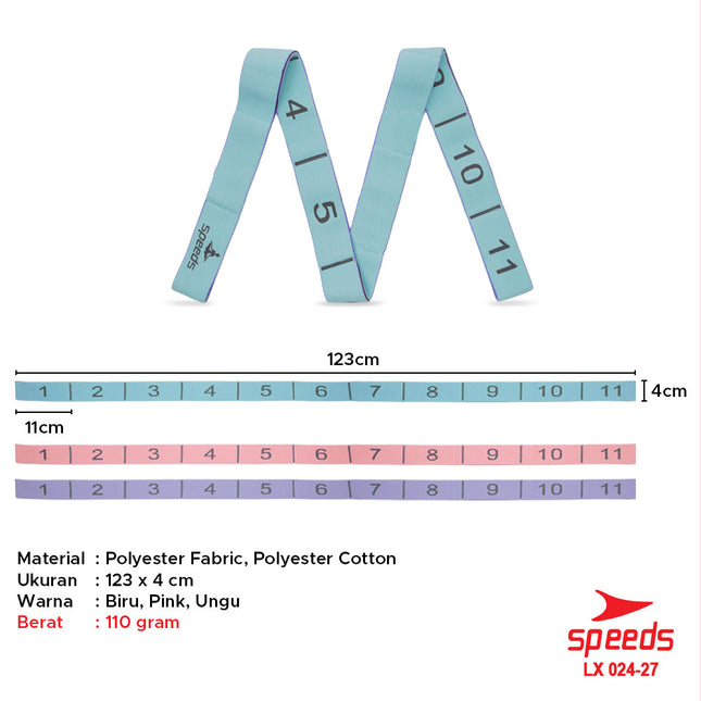 SPEEDS Yoga Strap 8 Loops Yoga Stretching Exercise Strap Woven Yoga Pilates Power Band Karet Fitness Back Band Lentur Resistance 024-27