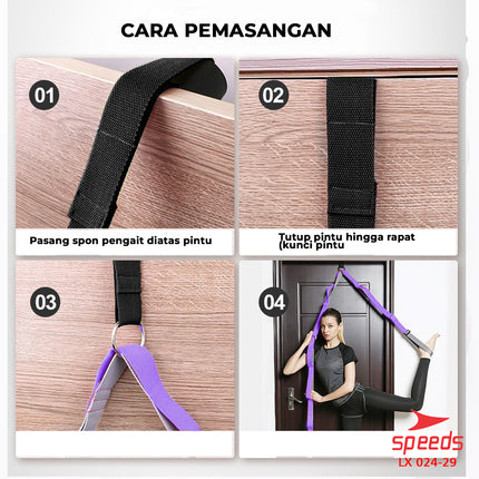 SPEEDS Yoga Strap Yoga Belt Tali Yoga Ring Yoga Stretching Strap Power Band Resistance Band Karet Fitnes Legs Stretch Power Band Woven Fitness 024-29