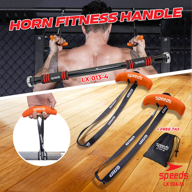 SPEEDS Horn Fitness Handles Grip Fitnes Handle Pull Up Weight Lifting Support Perlengkapan Gym  024-35