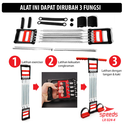 SPEEDS Spring Chest Pull Excerciser / Alat Fitness 3in1 Portable berkualitas 024-4