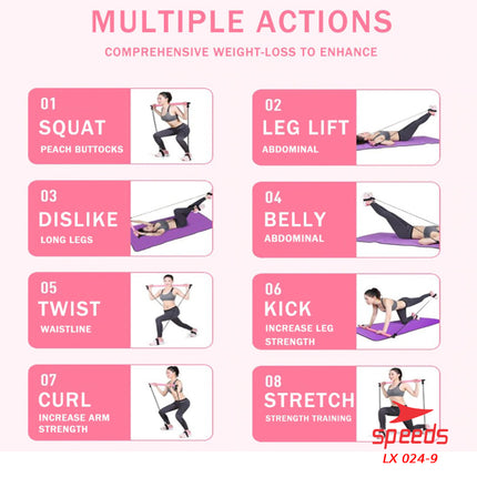 SPEEDS Portable Pilates Studio Tali Yoga Resistance Band Untuk Olahraga Senam Elastis 024-9