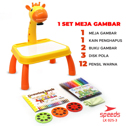 SPEEDS Meja Anak Belajar Karakter Meja Gambar Proyektor Mainan Edukasi Meja Lukis Anak 025-3