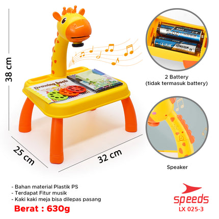 SPEEDS Meja Anak Belajar Karakter Meja Gambar Proyektor Mainan Edukasi Meja Lukis Anak 025-3