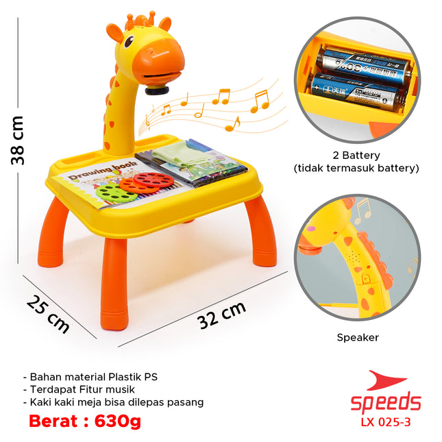 SPEEDS Meja Anak Belajar Karakter Meja Gambar Proyektor Mainan Edukasi Meja Lukis Anak 025-3