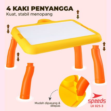 SPEEDS Meja Anak Belajar Karakter Meja Gambar Proyektor Mainan Edukasi Meja Lukis Anak 025-3