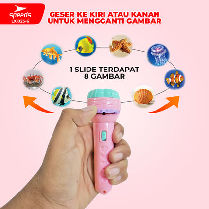 SPEEDS Mainan Anak Senter Proyektor Fun Flashlight Mainan Proyektor Gambar Mainan Edukasi Senter Mainan Anak 2In1 025-6