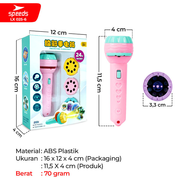 SPEEDS Mainan Anak Senter Proyektor Fun Flashlight Mainan Proyektor Gambar Mainan Edukasi Senter Mainan Anak 2In1 025-6