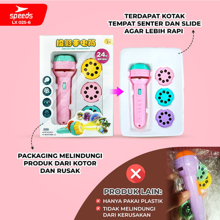 SPEEDS Mainan Anak Senter Proyektor Fun Flashlight Mainan Proyektor Gambar Mainan Edukasi Senter Mainan Anak 2In1 025-6